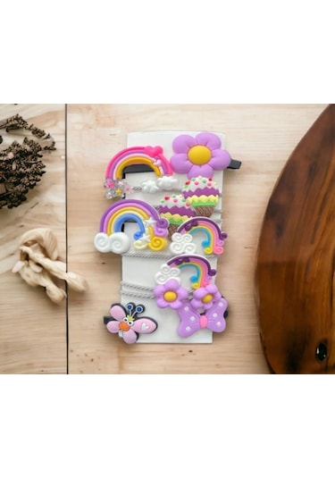 Batu Kız Bebek Ve Çocuk Figürlü Toka Seti Mor