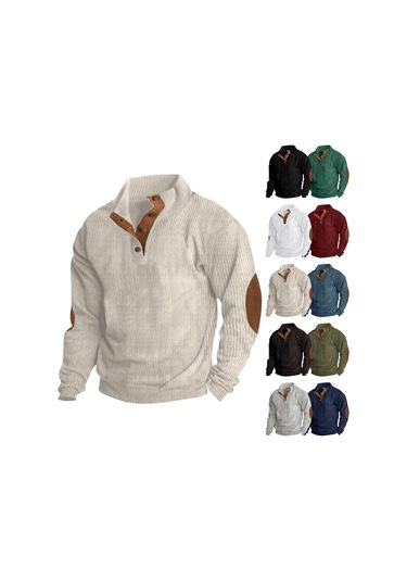 Erkek Sonbahar Dik Yaka Uzun Kollu Günlük Açık Hava Spor Gömleği Açık Gri