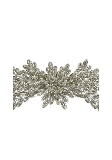 Ütüyle Yapışan Kristal Taşlı Aplike - Gümüş