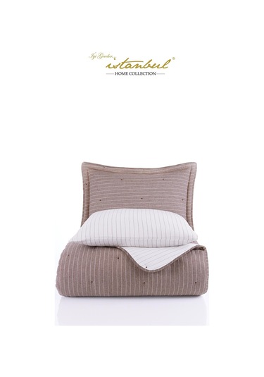 İyi Geceler İstanbul Soft Dreams Kahve Çift Kişilik %100 Pamuk Natural Yatak Örtü Seti Kahverengi