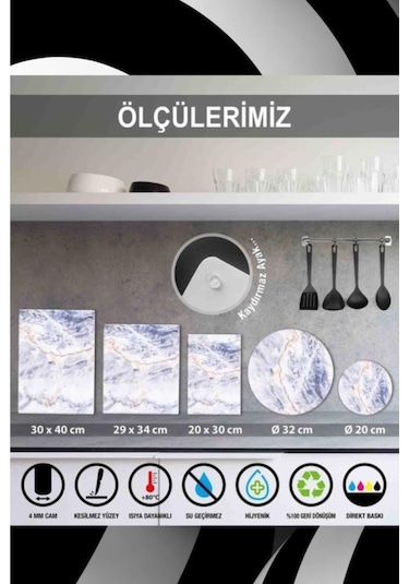 Saban Altın Dal Cam Kesme Tahtası - Cam Kesme Tablası 30 Cm X 4