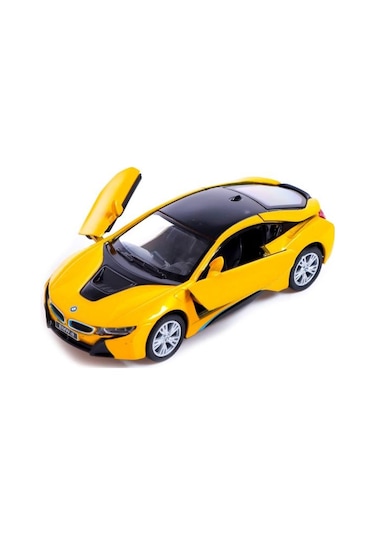 Kinsmart Bmw İ8 Metal Diecast Çek Bırak 1:34 Ölçek Araba Sarı