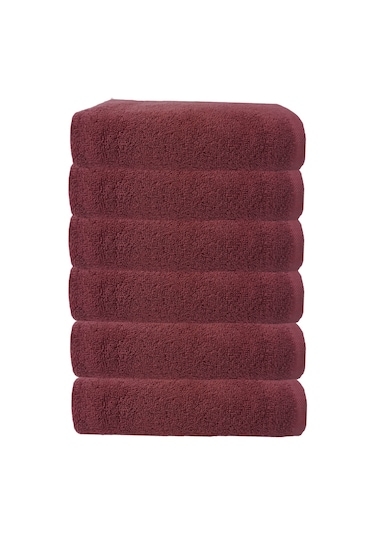 6 Lı Premium %100 Pamuklu Kuaför & Berber Saç Havlusu 50x90 Cm Bordo