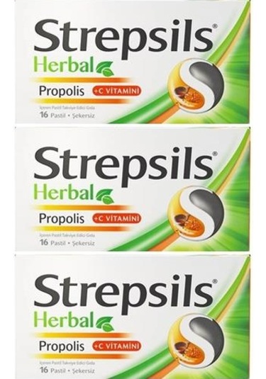 Strepsils Herbal Propolis Aromalı 16 Pastil 3'lü