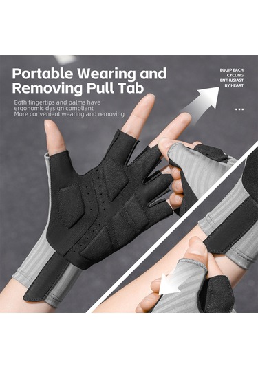 Vkemall Yaz Bisiklet Eldiveni Yarı Parmaklı Erkek Kadın, Kayganlık Önleyici Amortisörlü Nefesli L Beden Tatil Kırmızısı