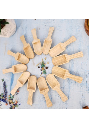 Nergis Ahşap Tahta Servis Baharat Şeker Kahve Reçel Kaşığı 12 Li