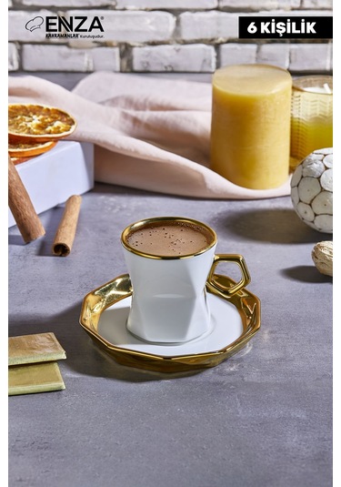 Kahramanlar Beyrut 6 Kişilik Porselen Fincan Takımı Beyaz