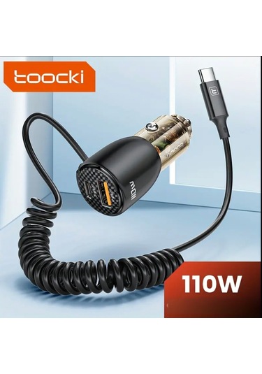 Toocki 110w Yaylı Şarj Kablolu 3 Girişli Type-c Ve Usb Hızlı