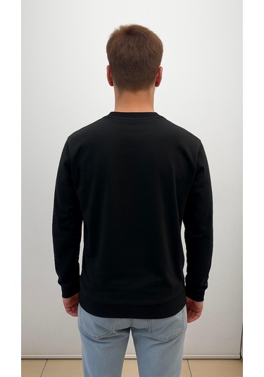 Axxel Erkek Siyah Sweatshirt-w1083 Siyah 2 İplik Şardonsuz