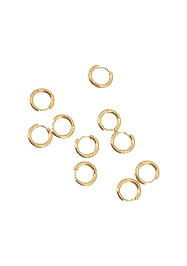 Moveevo Stainless Steel Gold Hoop Earrings 10 Adet/paket - Dıy El Sanatı İçin Uygun, 2.5mm Çap Ve 10mm İç Çap İle Dayanıklı Tasarım Diğer
