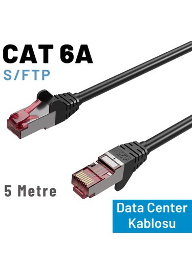 Irenıs 5 Mt Siyah Cat 6a S/ftp Ethernet Data Center Patch Kablo