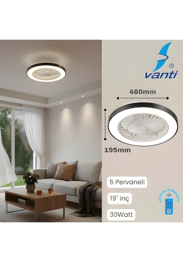 Kcf297 Modern Tavan Vanti 15w 19"ledli Modern Vantilatör - Beyaz