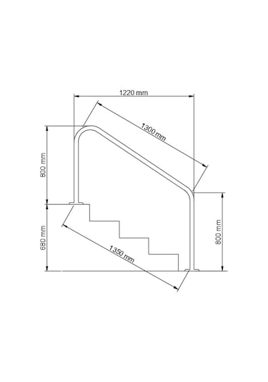Yüzme Havuzu Merdiven iniş Tutamağı Paslanmaz Aısı 304 1220 mm