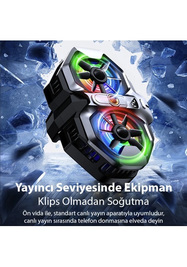 Turbo Çift Fanlı -2 Derece Telefon Soğutucu Oyun Canlı Yayın İçin Soğutucu Fan Memo Dl 21