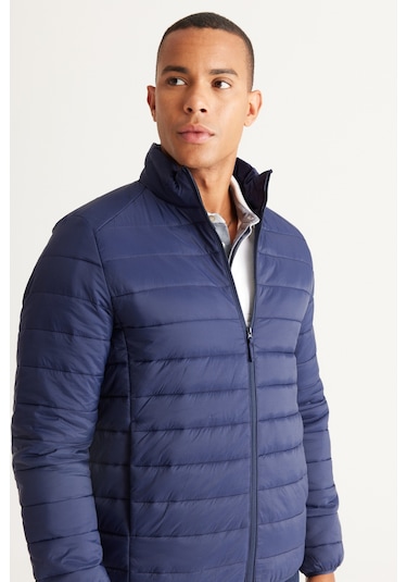 Ac&Co / Altınyıldız Classics Erkek Lacı Sıcak Tutan Elyaf Dolgulu Ultra Hafif Standart Fit Şişme Mont Lacı Lacivert