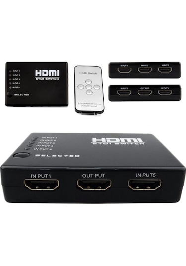 Es Line Kumandalı 5 Port Full Hd 1080P Hdmı Switch 3D V1.4