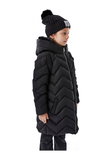 Benitto Kids Kız Çocuk Kapüşonlu Kışlık Şişme Mont 51353 Siyah