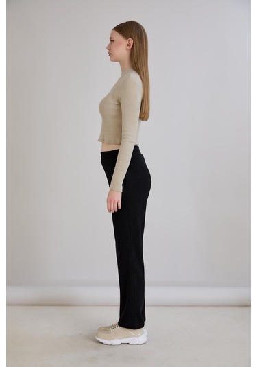 Sortie Collection Simli Örme Pantolon Siyah