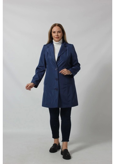 1670 Düğmeli Cep Detaylı Bondit Ceket Lacivert