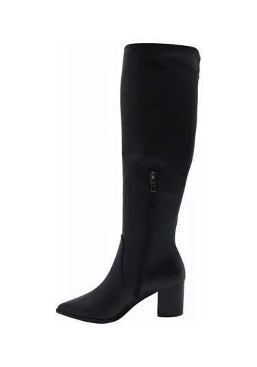 Poletto Hakiki Deri Sıyah Çizme Topuklu 9048 09-1053 Siyah
