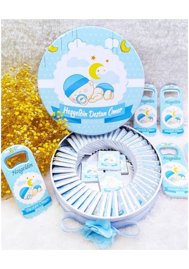 Uyuyan Bebek Baskılı Açacak Ve Çikolata Set Bebek Şekeri