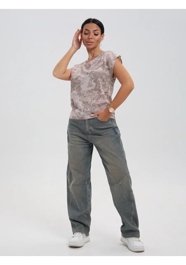 Janelshop Açık Kahverengi Yazlık Bluz 348163111 Kahverengi-gri