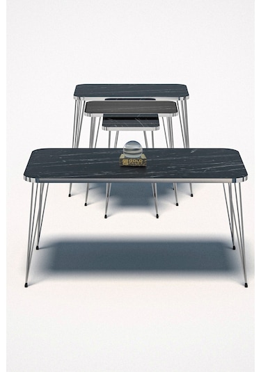 Zigon Sehpa Kr Ve Orta Sehpa Kr Set Gümüş Bendir Tel