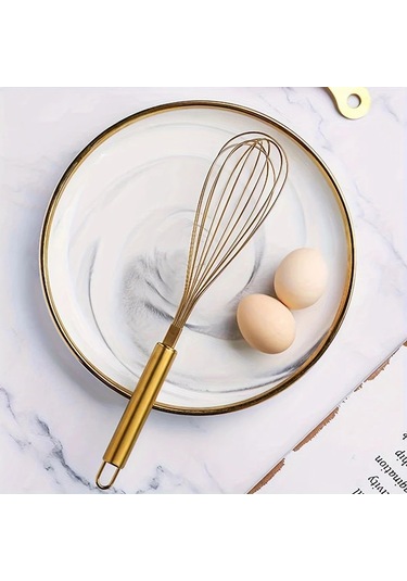 Sunshine011 Altın Paslanmaz Çelik Balon Çırpıcı, Yapışmaz Tencere İçin Isıya Dayanıklı Mutfak Aleti Altın