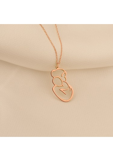 Dkmn Gümüş Anne ve Çocuk Kolye 925 Ayar Kadın Gümüş Kolye Anneler Günü Hediy