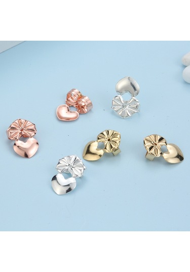 Vkemall Kaliteli Bakır Kalp Gövde Küpe Takma Aracı - Altın, Gümüş, Gül Altını 3 Çift Plastik Kutuda - Kullanıması Kolay Ev Kullanımlı Araç Gold