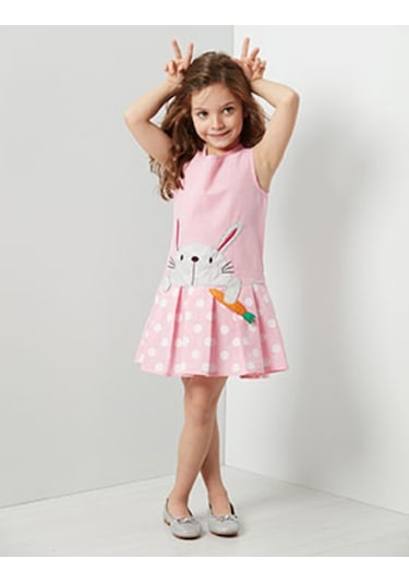 Denokids Havuç Delisi Elbise Pembe