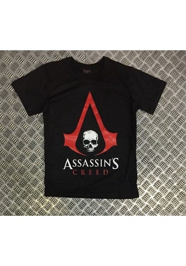 Unisex Siyah Assassın's Creed Baskılı T-shirt SIYAH Siyah
