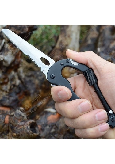 MSO Outdoor Paslanmaz Çelik Karabina Çakı Bıçak Tornavida Siyah