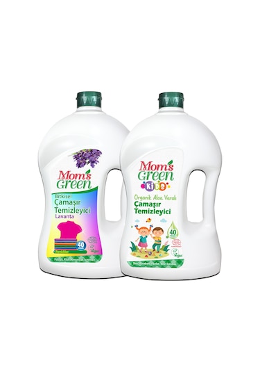 Mom's Green Çocuk Organik Çamaşır Temizleyici + Bitkisel Çamaşır Temizleyici Lavanta 2 x 1500 ML