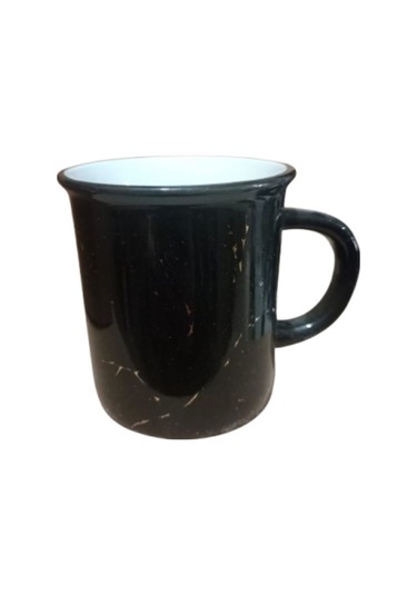 Seramik Kulplu Bardak Renkli Emaye Görünümlü 260 Cc - Siyah Siyah