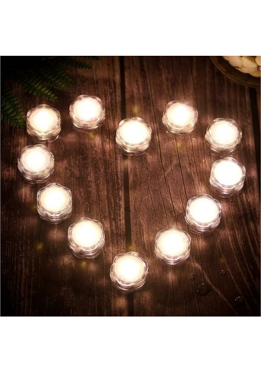 Hfambition 12 Adet Su Altı Led Işıkları - Yangısız, Su Geçirmez, Pilli Fonksiyonlu - Düğün Ve Noel Dekorasyonu Diğer