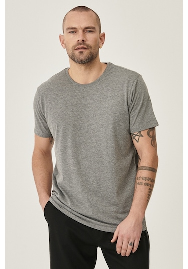 Ac&Co / Altınyıldız Classics 527538701 Slim Fit Bisiklet Yaka Düz Erkek Tişört 2'li Gri