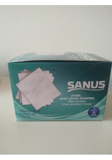 Sanus Steril Emici Spanç Kompres 7.5Cm*7.5Cm