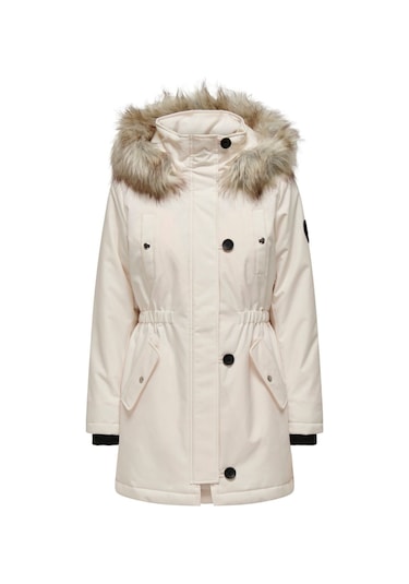 Only Kapüşonlu Ekru Kadın Parka 15304625 001