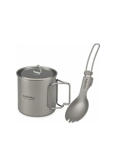 Tongxida Yürüyüş İçin Hafif Titanyum Bardak Çatal Kaşık Seti, Çok Renkli Çok Renkli