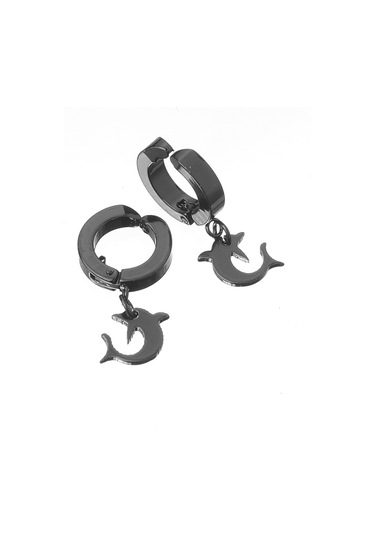 Yunus Balığı Sıkıştırmalı Erkek Küpe Çelik Takı Aksesuar p24 t5 Çelik