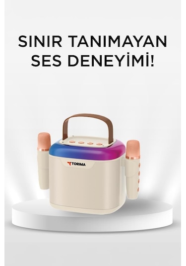 Torima D51 Çift Mikrofonlu Kablosuz Parti Hoparlörü Beyaz