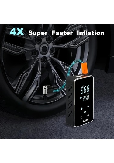 Fochsia Inflator 4x Super Hizli Sisme Portatif Hava Kompresoru Dijital Ekranli Usb Sarjli 2000mah Bataryali Araba Lastikleri Icin Kompakt Ve Pratik
