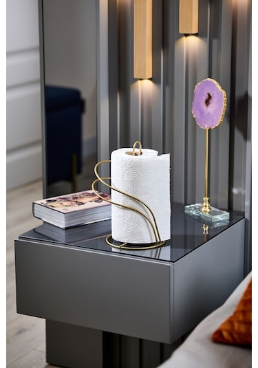 Edora Home Gold Kuğu Kağıt Rulo Havluluk, Dik Dekoratif Havlu Peçetelik - Metal Paslanmaz Gold