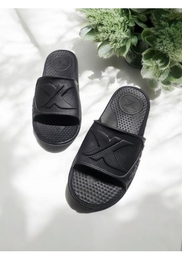 Erkek Eva Kaydırmaz Taban Islak Zemin X Plaj,deniz,havuz Terlik Siyah
