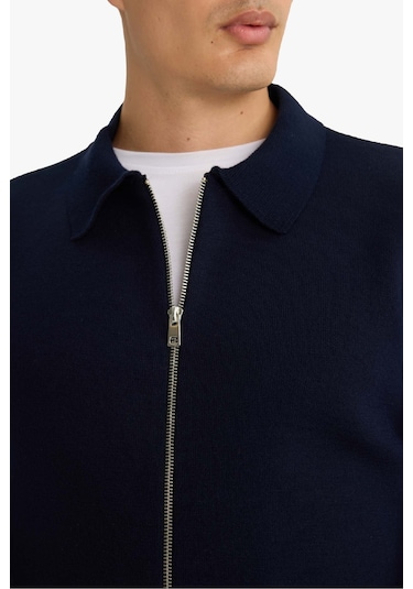 Defacto Standart Fit Polo Yaka Triko Hırka D3592ax25wnnv64 Lacivert