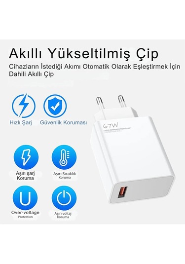 Tonex 67w Usb Girişli Turbo Şarj Adaptörü Başlık Beyaz
