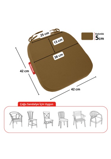 Xpermate 6'lı Standartfit Oval Sandalye Minderi 42x42x5kahverengi