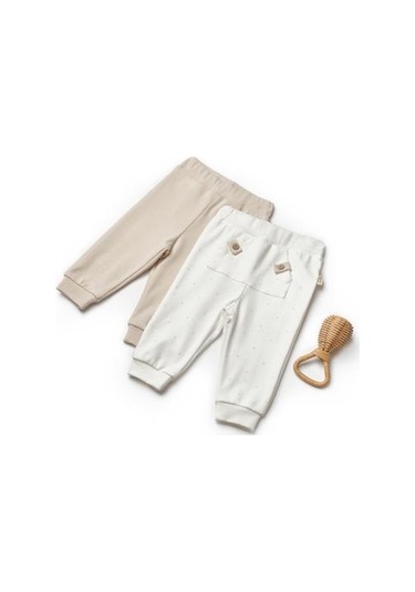 Bebek 2'li Pantolon %100 Organik Pamuk, Bebek-yenidoğan Serisi - Csy8105 Ekru