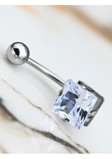 316l Cerrahi Çelik Kare Zirkon Taş 8 Mm Zirkon Taş Göbek Piercing-gbkpr62